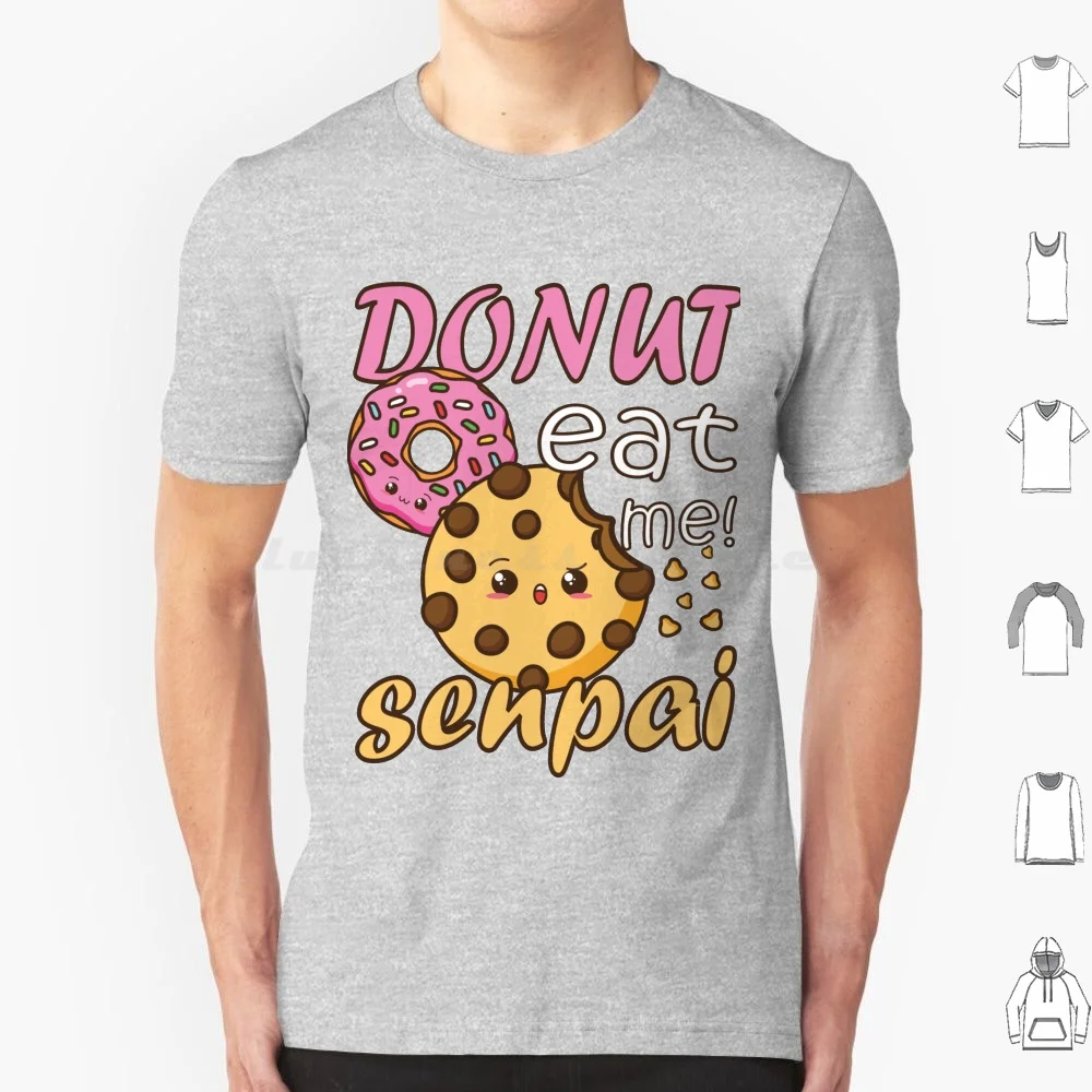 Camiseta Kawaii Donut Cookie Anime Senpai 6xl Camiseta fresca de algodón Kawaii lindo Anime divertido Japón Manga japonesa viñetas de animales amor