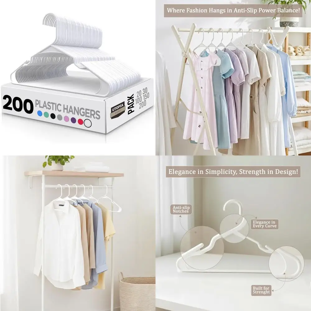 

Компактные пластиковые вешалки, упаковка по 200 градусов — прочные и прочные для организованных шкафов — идеально подходят для решения для хранения одежды