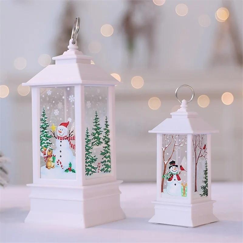 Christmas Decorations for Household Lanterns LED Small Oil Lamps Candles Christmas Trees Santa Claus Elk Lights New Year Gifts