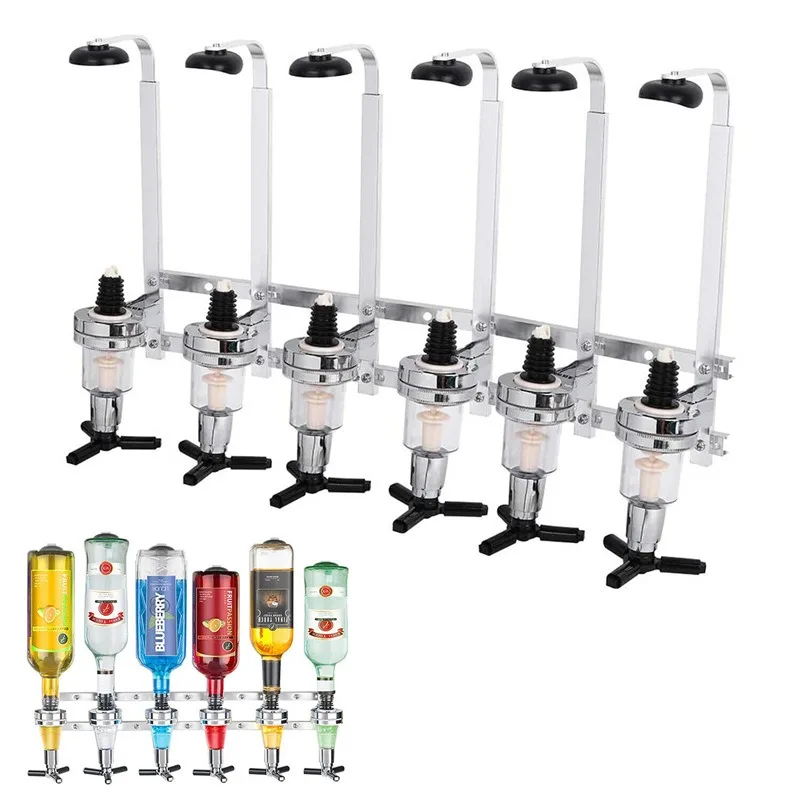 Wall-mounted alcohol dispenser,6 bottles of alcohol dispenser, bar cocktail mixer rack.