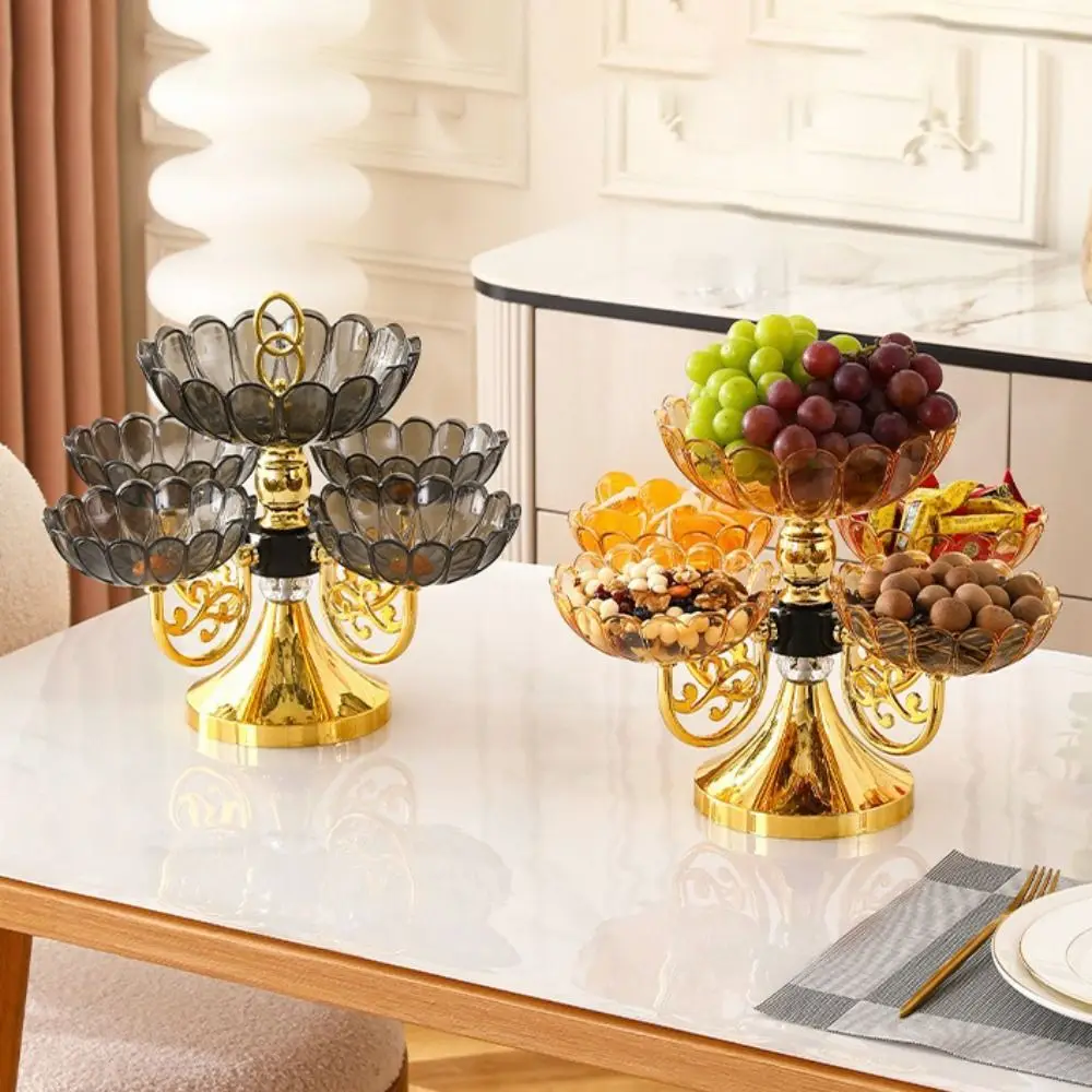New PET Fruit Bowl Rotating with 5 Bowl Fruit Tray European Style Multi Layered Fruit Plate Stand Household view 4