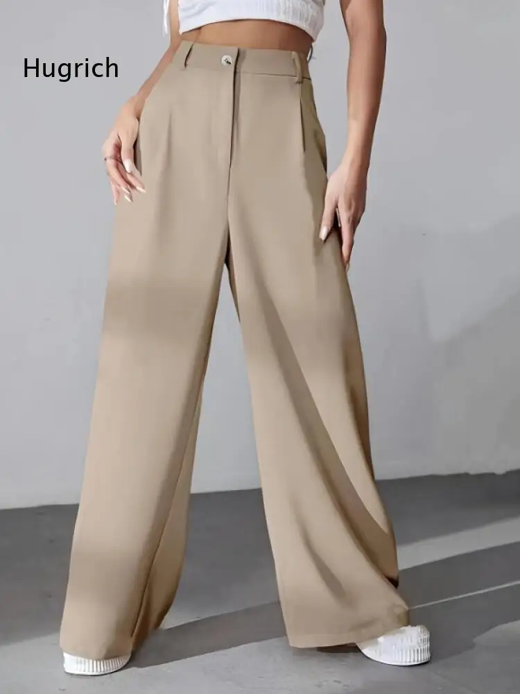 Elegant White Palazzo Pants for Women Featuring Button Closure and Front Pleats Soft Drapey Material Summer Spring Essential