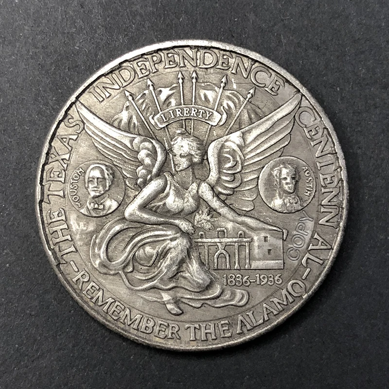 عملة تذكارية لحملة الامو ، ميدالية تكساس العتيقة في الذكرى المئوية ، ديكور المنزل الملاك ، هدية العيد ، * * ، * * *