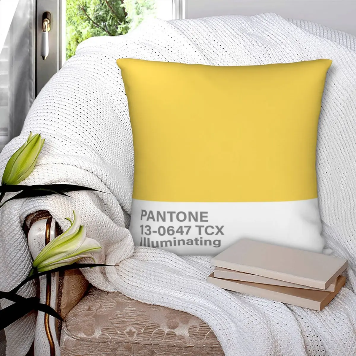 Pantone 13-0647 TCX Illuminating Square Pillowcase Polyester Pillow Cover Velvet Cushion Decor Comfort Throw Pillow For Home