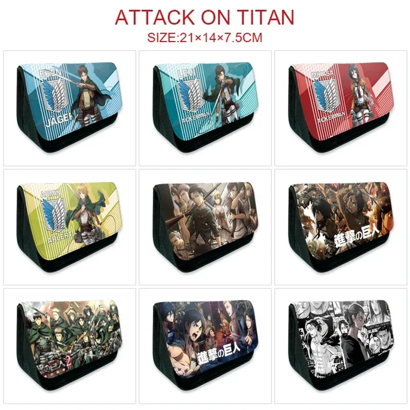 

Attack on Titan Anime Triangle Pen Bag Eren Mikasa Levi Student Pencil Case Boys Girls Kids Cartoon School Stationery Case