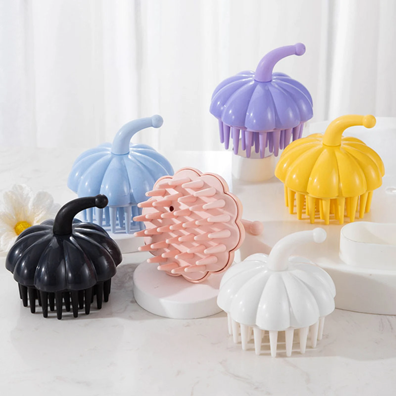 Tragbare Massage Haar Kamm Weiche Silikon Kopfhaut Massage Beruhigende Kamm Kreative Kürbis Geformt Tasche Kamm Friseur Zubehör