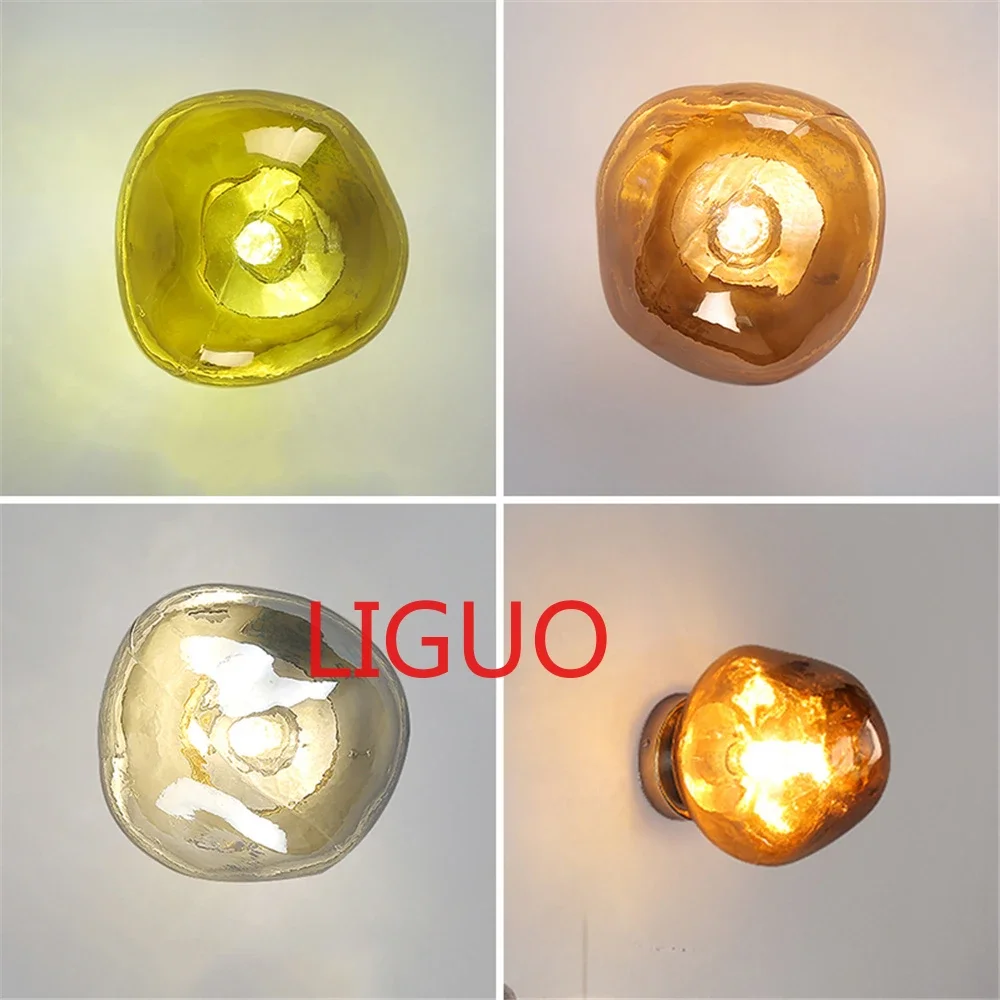 

Postmodern Glass Lava Silver Red Gold Led Wall Lamp Home Living Room Decor Light Fixture Bedroom Bedside Corridor Stairs Sconce