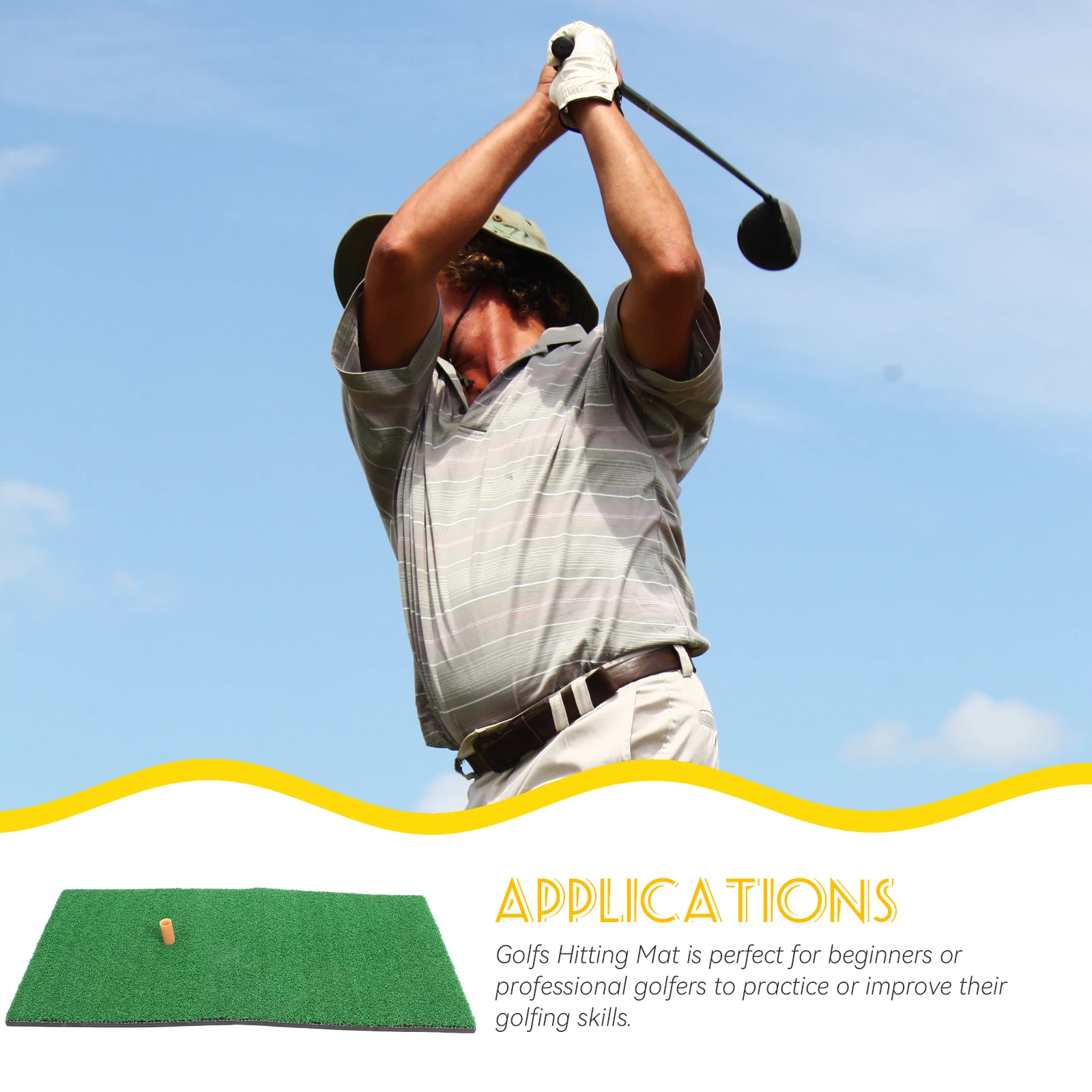 

Golf Training Aid Practice Mat Portable Hitting Mats for Use Driving Range Beginner Advanced Player Realistic