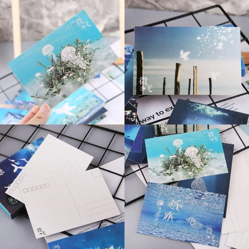 

30Pcs Vintage Post Card Ocean Themed Postcard Greeting Cards Light up for Men Women Kid Christmas