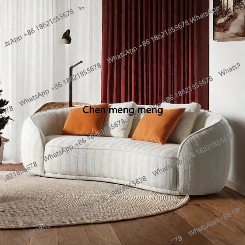 

Modern Nordic Off White Curved Sofa Soft Linen Couch for Home Apartment Minimalist Living Room Couches Comfortable Corner Sofas
