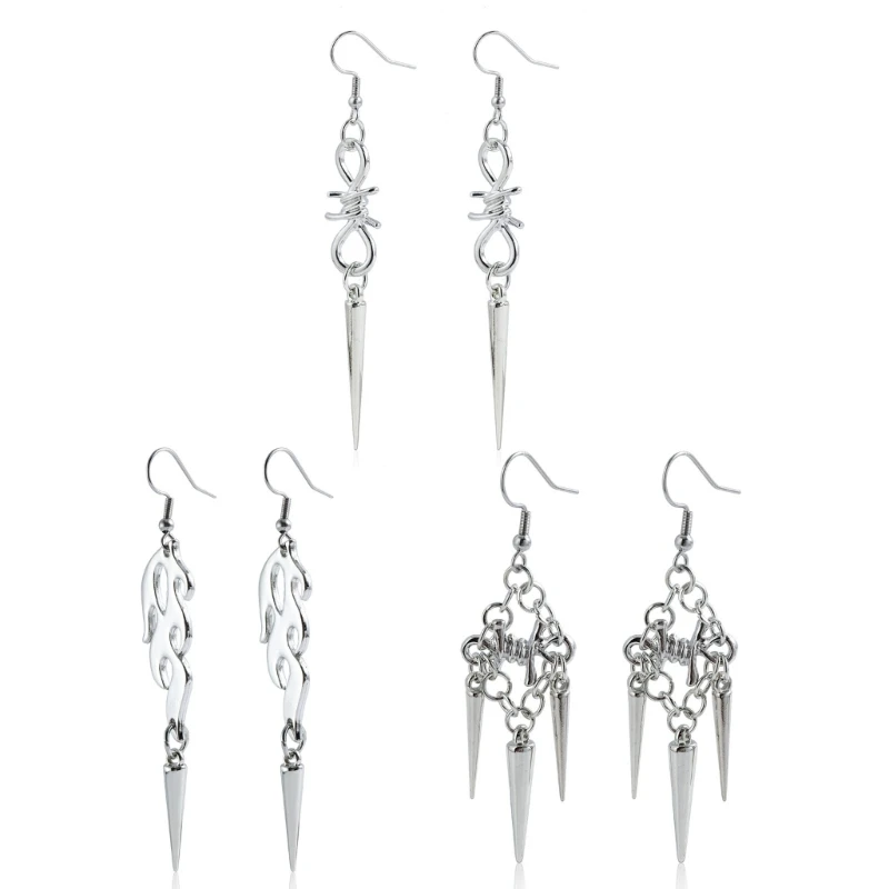 Fashionable Tassels Rivet Pendant Earrings for Trendy Women Ladies Fashion Sturdy Alloy Dangle Ear Accessories