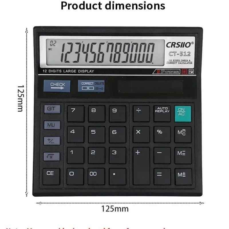 

12-digit Large Screen Desktop Calculator with Check and Correction Functions Dual Power High Quality Suitable for Office Home