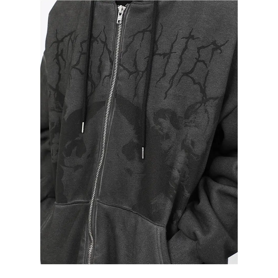 202 신상 여성 루즈핏 스트릿 스포츠 후드 집업 가디건 Y2K 아우터웨어 롱 슬리브 폴리에스터 섬유 스트릿 스타일