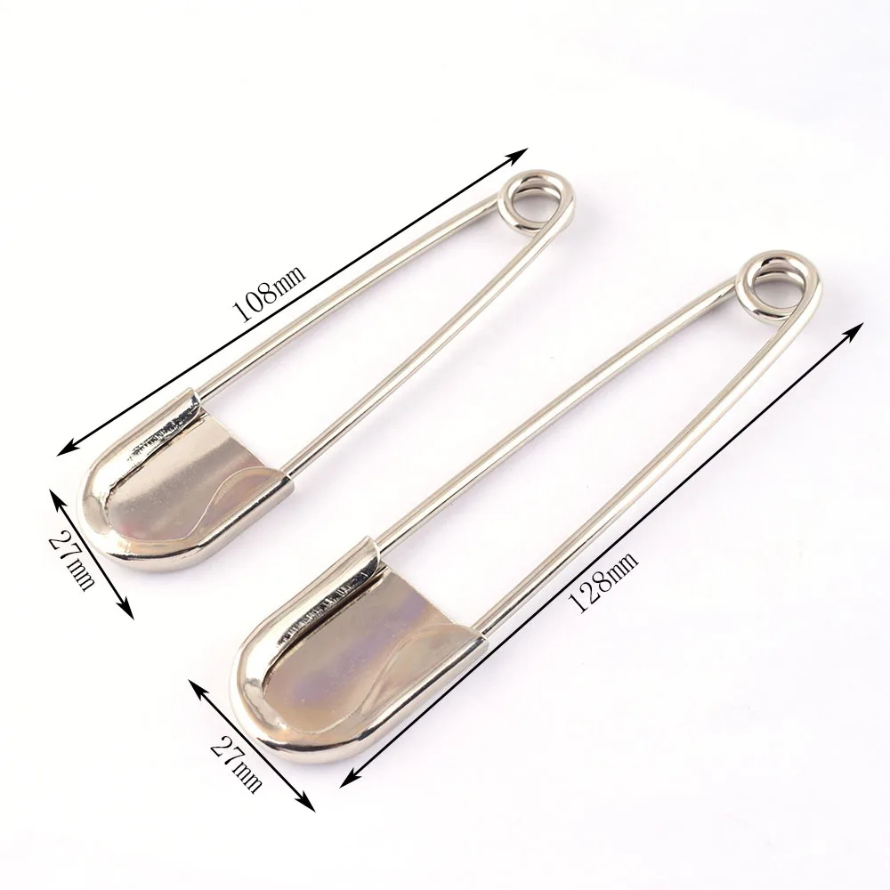 Huge Safety pins Large Safety Pin Big Over Sized Laundry Pins Silver Blanket Pin 128mm/108 for creative crafting 2pcs