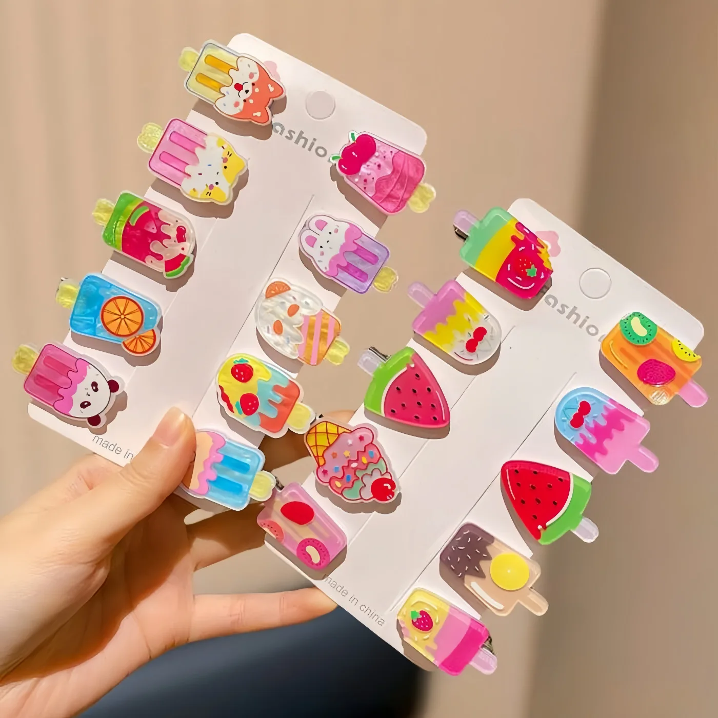 10 pçs conjunto de grampos de cabelo da menina do bebê bonito dos desenhos animados sorvete sobremesa design lado snap garras não tóxico crianças presilhas
