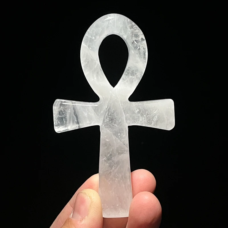 Natural Healing White Crystal Anka Cross Egyptian Ankh Life Symbol Hand Carved Craft Orgone Used for Meditation Stone