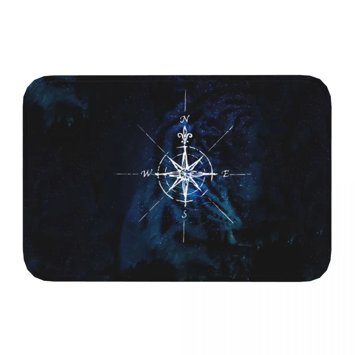 Kitchen Non-Slip Carpet Compass Blue Space Living Room Mat Entrance Door Doormat Floor Decoration Rug