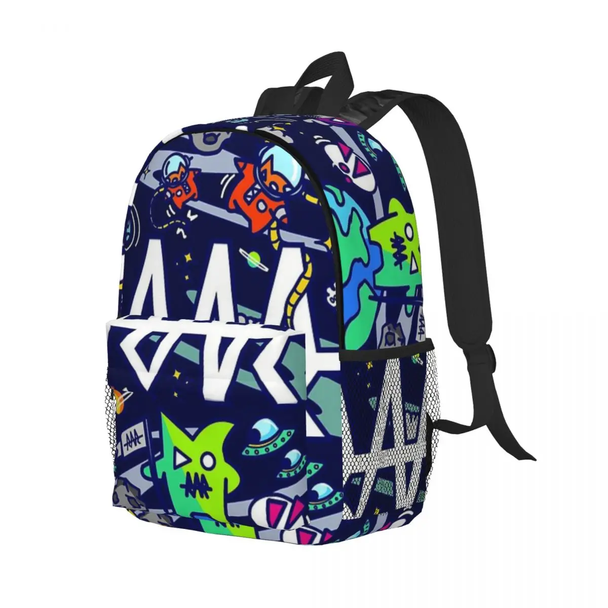 Team RAR Space Monsters bedrukte lichtgewicht casual schooltas voor school, buiten, winkelen, kantoor 15 inch