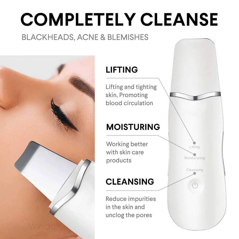 Face Skin Scrubber Deep Cleansing Vibration Massage Facial Cleaner Shovel Spatula Peeling Blackhead Remover Pore Skin Care Tool