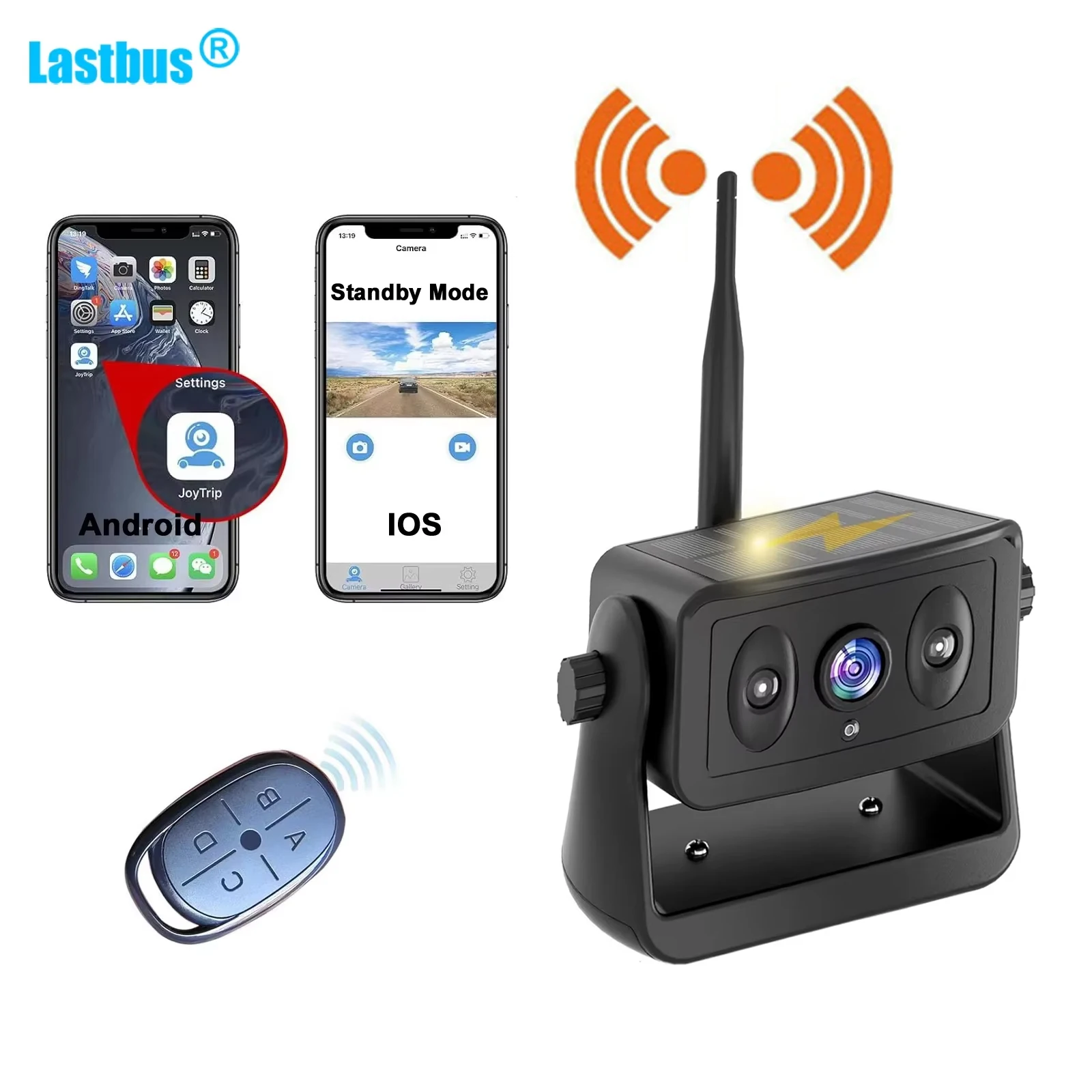 

Lastbus Wireless WiFi Solar Magnetic Rear View Backup Camera Night Vision IP69 waterproof For Car Bus Trailer RV