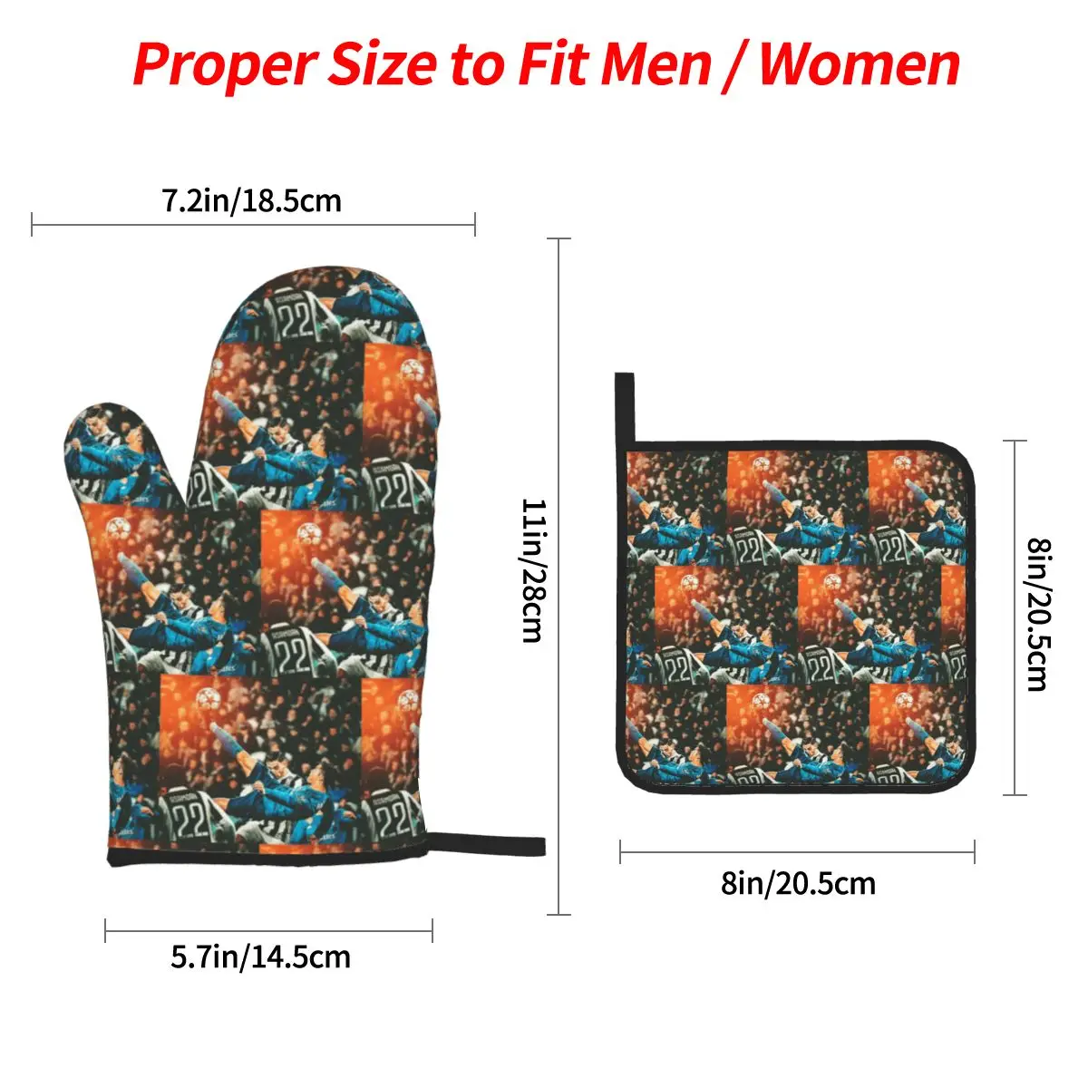 Ronaldo Bicycle Kick Skills Greatest Oven Mitts and Pot Holder Sets of 4 for Baking Cooking Grilling Resistant Non-Slip Gloves