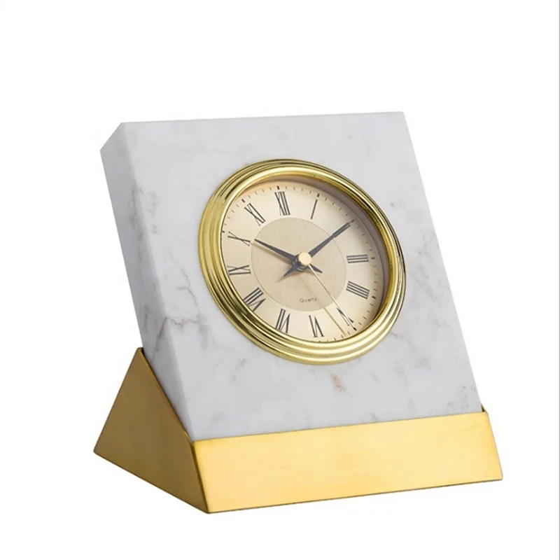 Wholesale Home Decor Small Custom Made Marble Table Top Digital Clock Marble Luxury Desk & Table Clocks