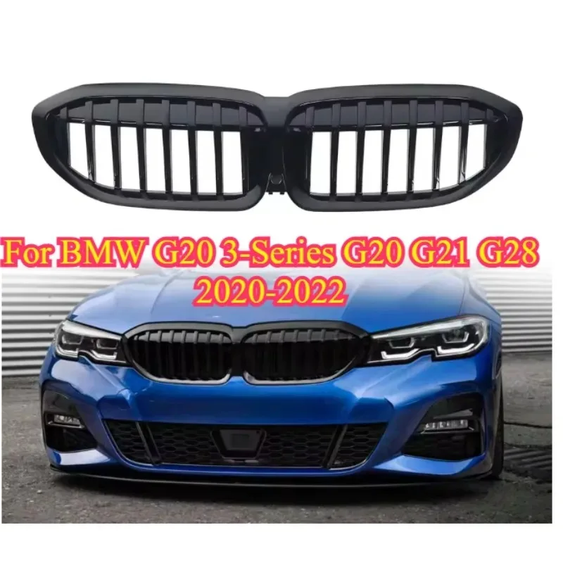 For BMW G20 3-Series G20 G21 G28 2020-2022 Front Bumper Hood Kidney Grill Racing Grilles Replacement Black Diamond Meteor Style