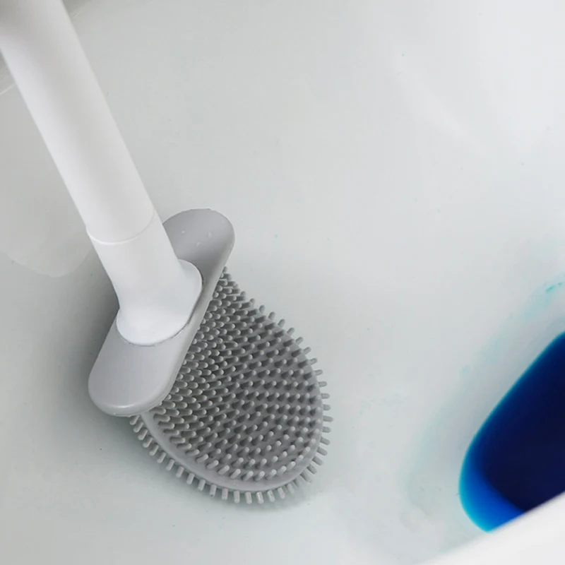 Wall-mounted toilet brush silicone flat brush head toilet brush cleaning brush set toilet clean brush bathroom