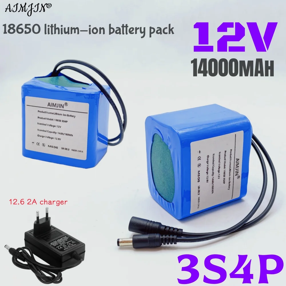 

12V 3S4P 14000mAh Battery Pack 18650 Lithium-ion Rechargeable Battery DC for 12V Tools Camping Equipment+BMS