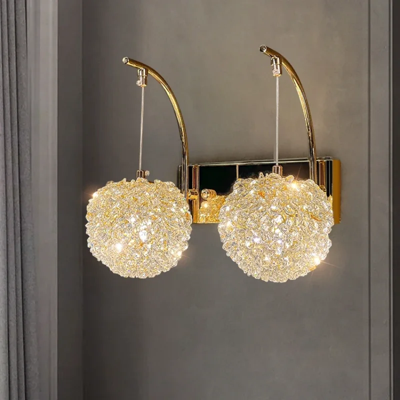 

Modern Beautiful Crystal Wall Lamp Gold Metal G9 Bulb Adjustable For Bedroom Dining Room Aisle Corridor Lamp Gold Metal