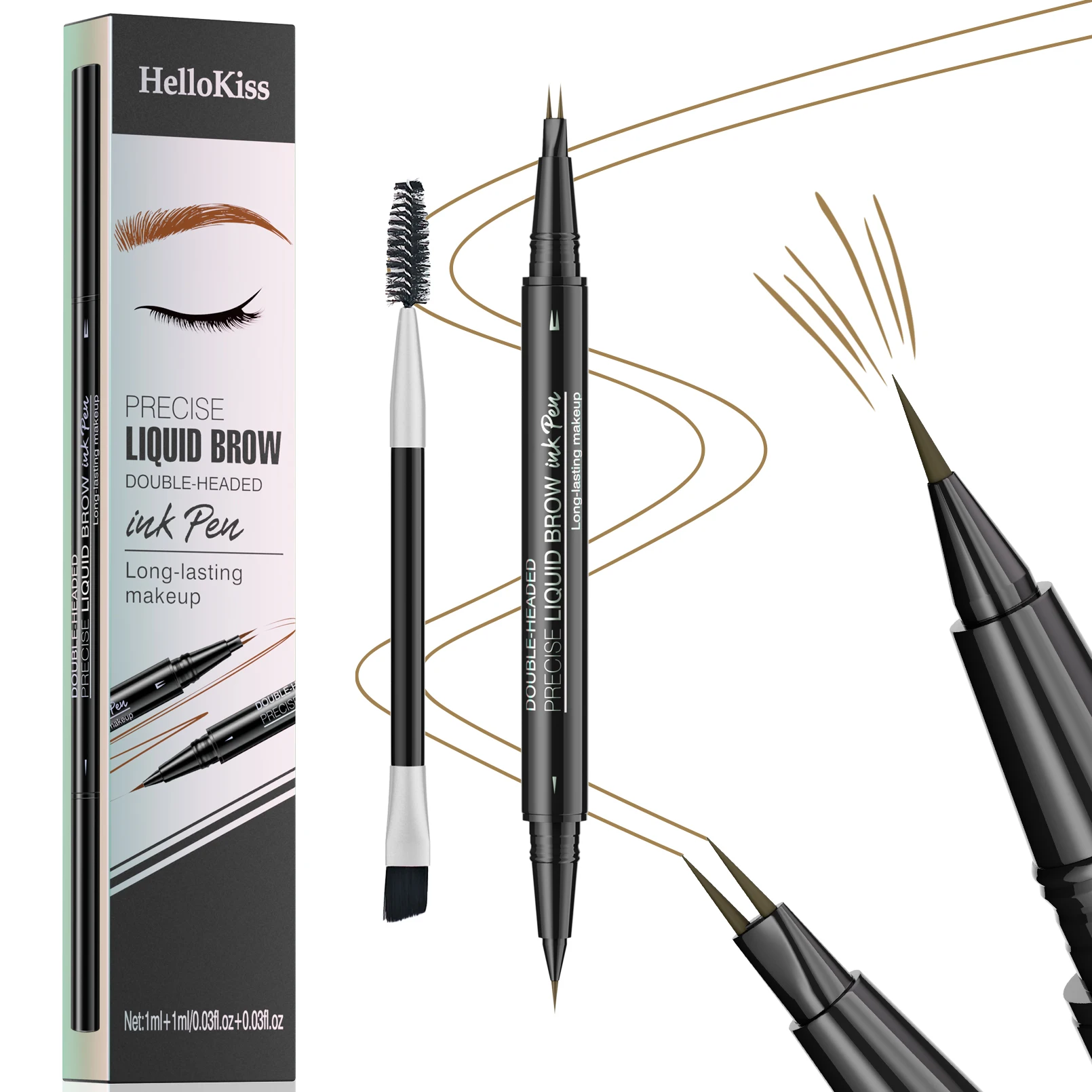 Stylo à sourcils étanche, crayon à sourcils Microblading avec 4 têtes fendues, maquillage des sourcils d'apparence naturelle (5 couleurs)