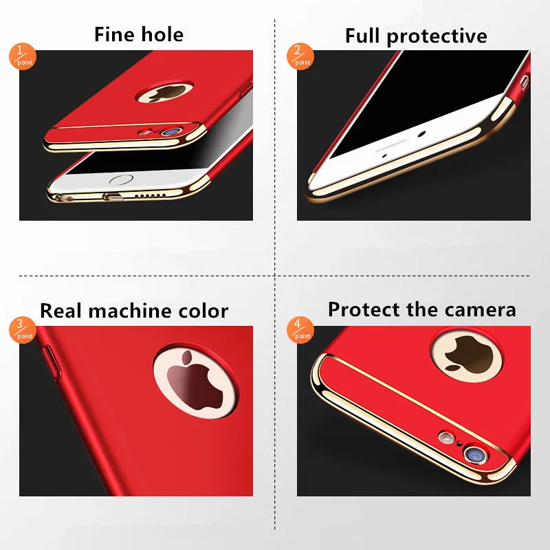 Luxury Gold Hard Case for iPhone 8 7 6 6s 5 5s SE X Back Cover Xs Max XR 11 12 13 Pro Removable 3 in 1 Phone Bag