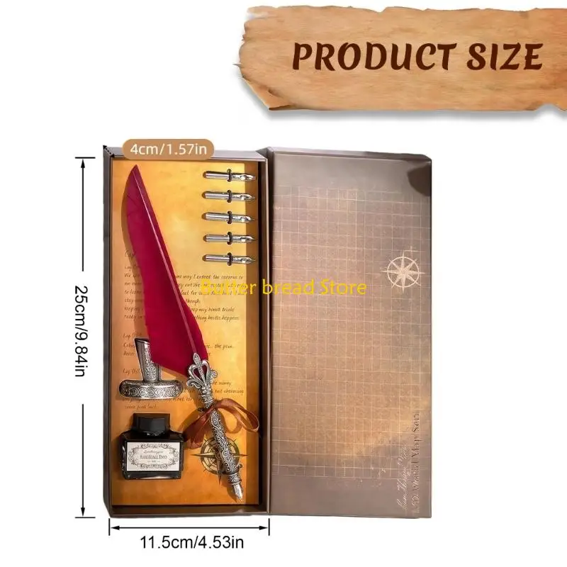 

W89C Retro Quill Pen With Multiple Nibs And Refillable Inks For Beginner Handwriting