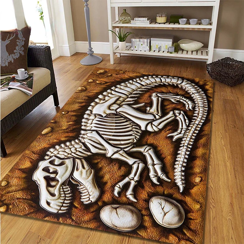 3D Dinosaur Fossil Art Rug Living Room Non-slip Carpet Home Decoration Children\'s Bedroom Floor Mat Hallway Balcony Door Mat