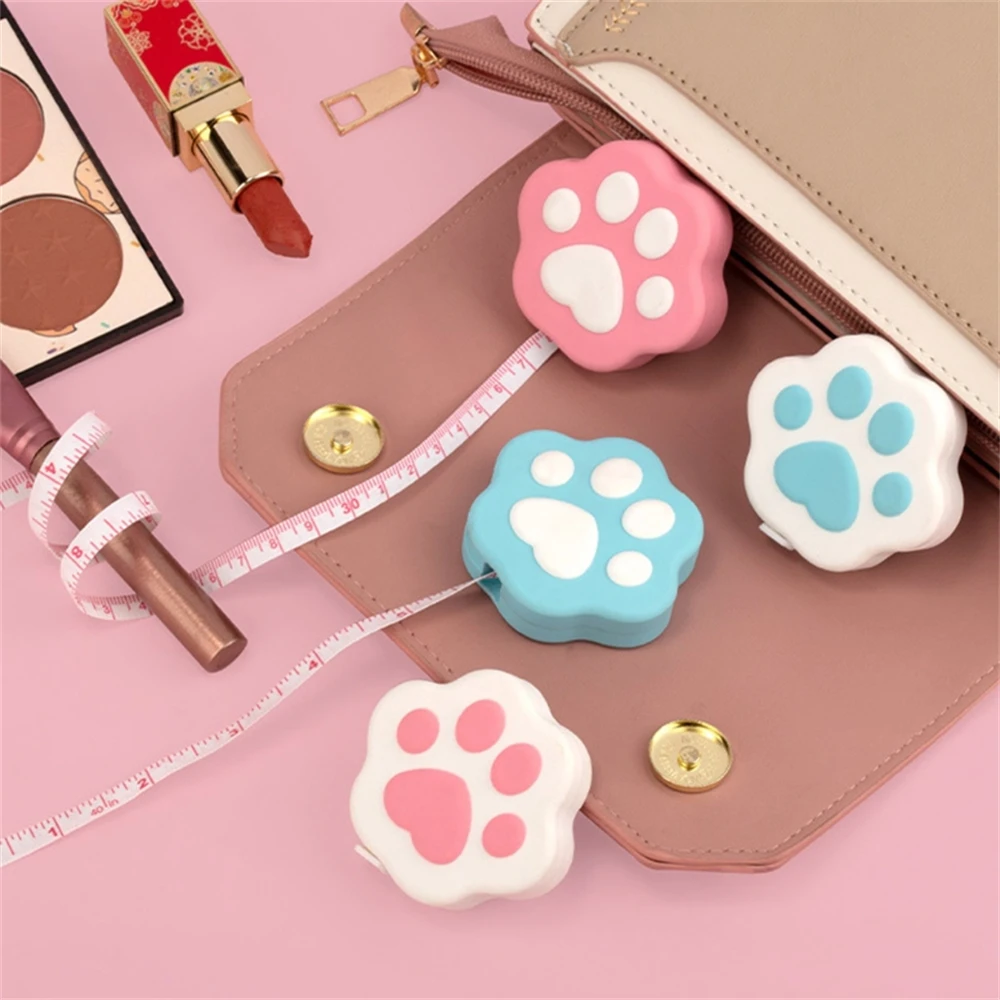 Cute Portable Cat Paw Tape Rulers Cartoon Body Measuring Tools Small Kawaii Soft Flexibl Ruler School Student Supplies Gifts