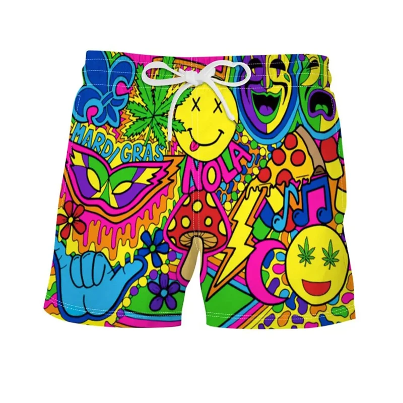 

Retro Tiki Pattern 3D Printed Surfing Board Shorts For Men Kids Street Hip Hop Swim Trunks Fashion Hawaii Vacation Beach Shorts