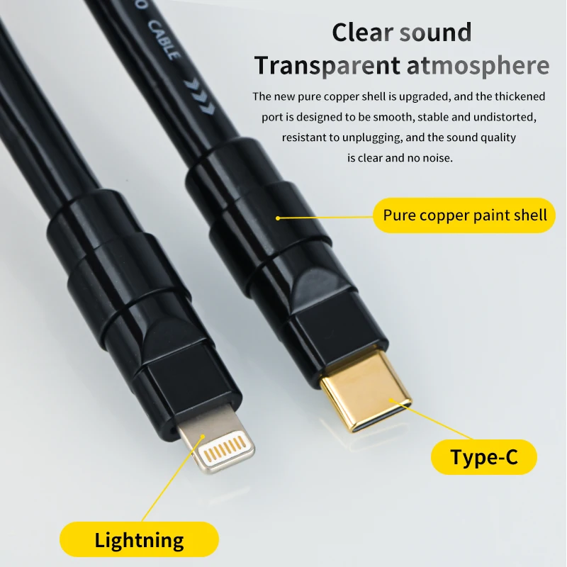 Xangsane sterling silver audio cable OTG decoding cable lighting to typec to typecUSB decoding mobile phone amp sound card cable