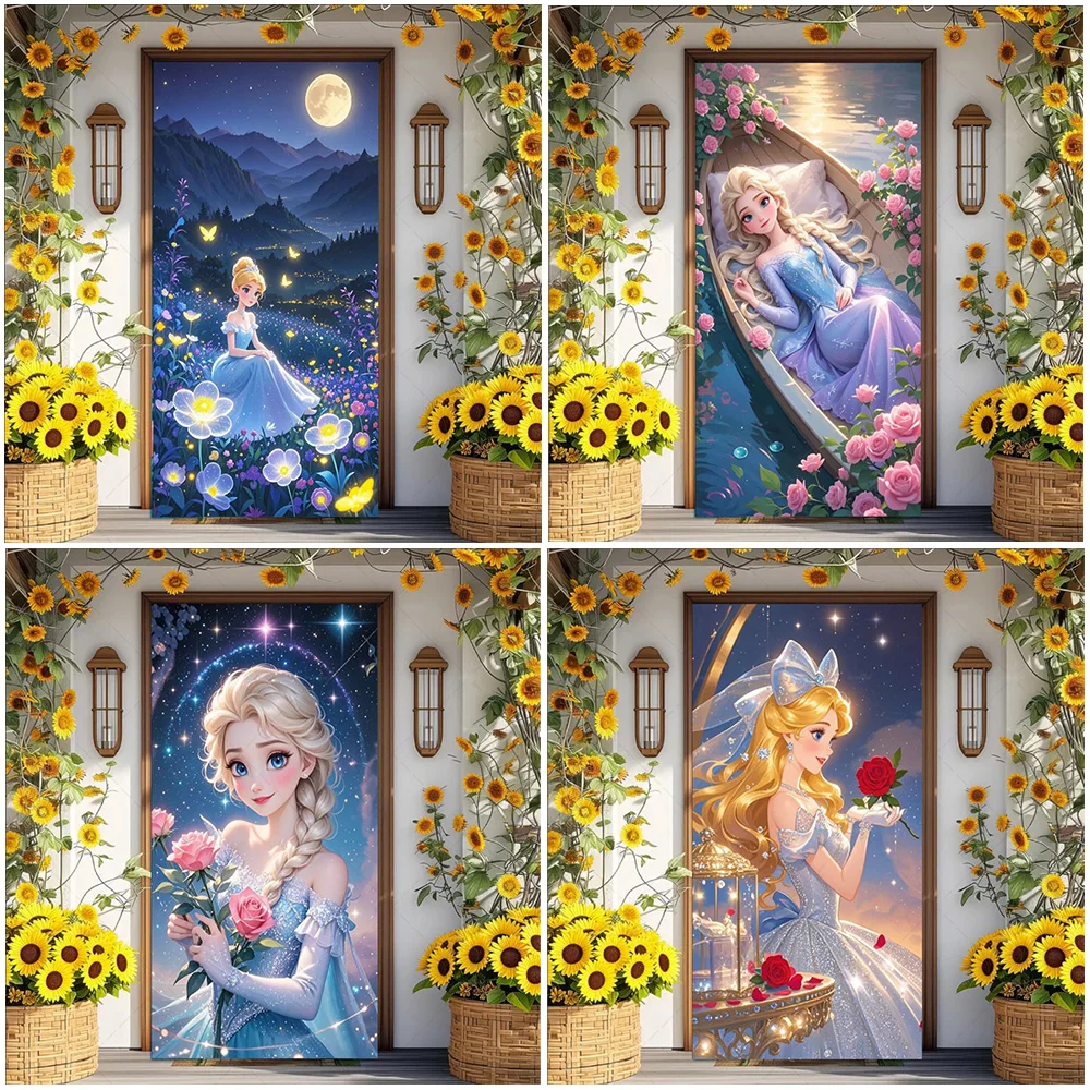 

Disney Princess Theme Door Hanging Banner Girl Party Decoration Children Bedroom Decor Birthday Party Supplies Gifts