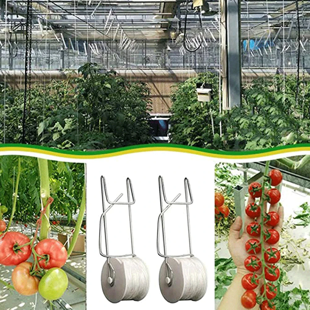 1pcs Tomato Trellis Roller Hook Tomato Support Hooks Set with 15m Vine Support String Rope Garden Flower Plant Kit