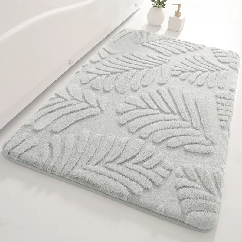 Memory Sponge Modern Bath Rugs Faux Rabbit Fur Super Absorbent Bath Mat Anti Slip Bathroom Washable Floor Mat Bath Floor Rugs