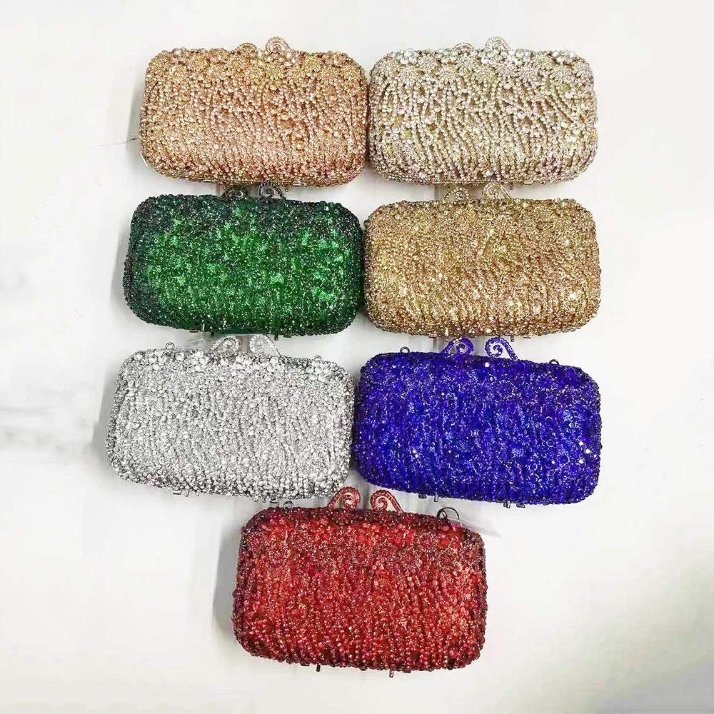 

Red/Green/Silver Rhinestone Wedding Bag For Women Crystal Evening Clutches Purses Luxury Design Ladies Dinner Banquet Minaudiere