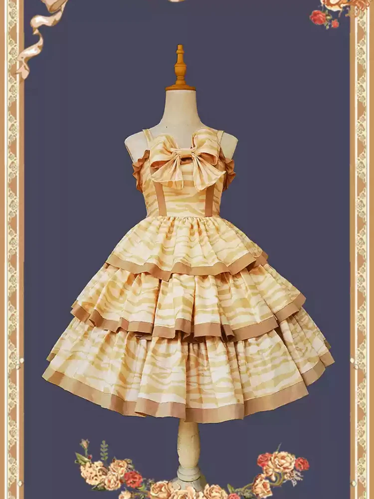 Estilo japonês doce bonito babados emenda grande arco gola quadrada sem mangas cintura alta em camadas lolita jsk vestido para mulher verão