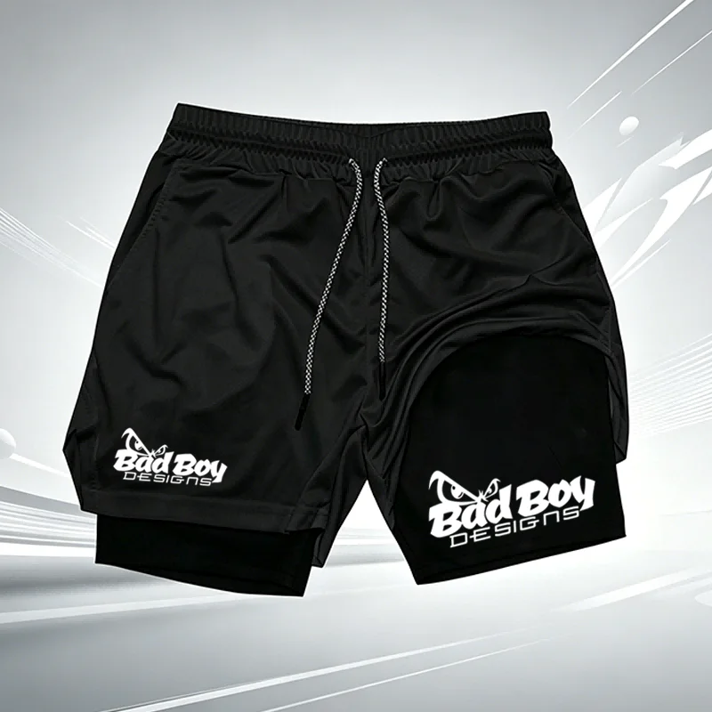 Bequeme Elastische 2-in-1 Casual Herren-Workout-Shorts Schnelltrocknend Anti-Scheuer Kompressions-Shorts für Sport Feuchtigkeitsabsorbierend