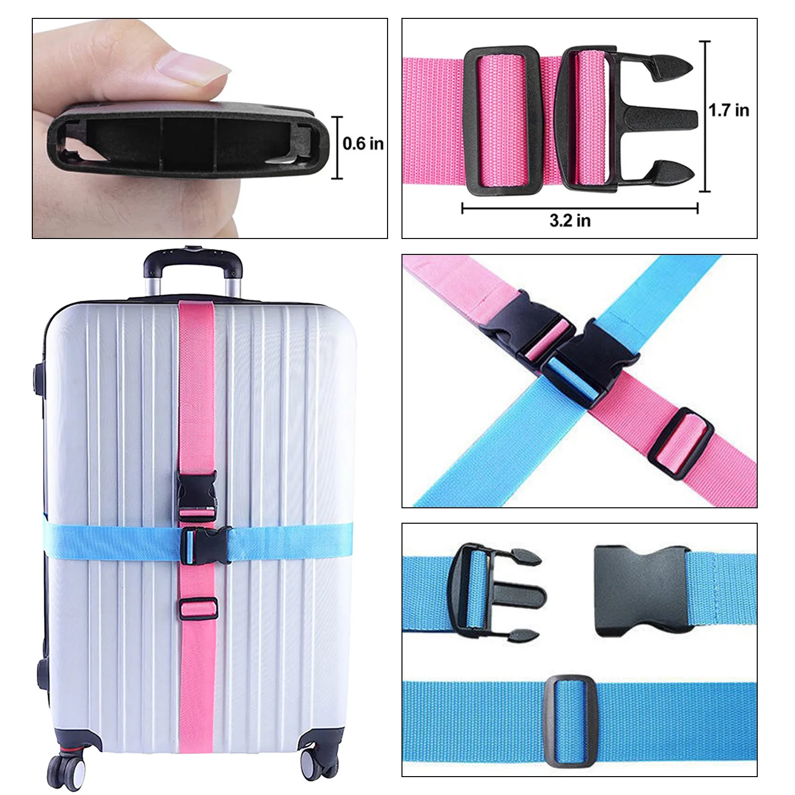 

2 шт. нейлоновых регулируемых ремней для багажа, ремни-пряжки для чемоданов, ремни для упаковки багажа, аксессуары для путешествий, ремни безопасности для чемоданов