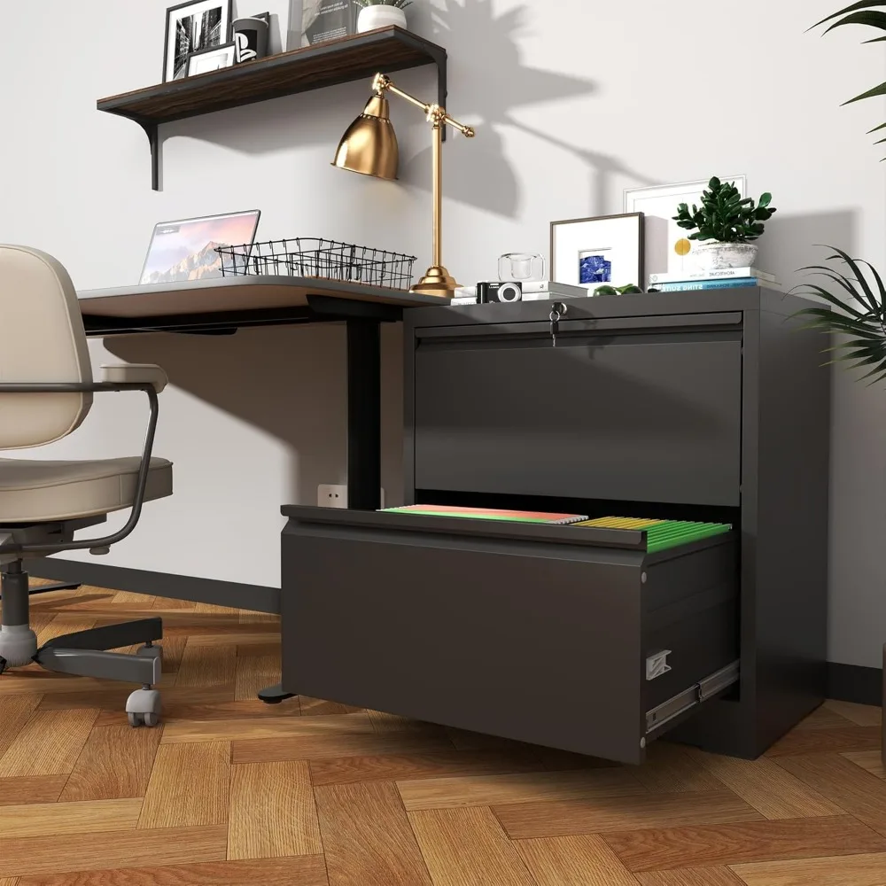 خزانة ملفات جانبية فولاذية آمنة مع قفل، ومضادة للطرف، وشرائح تمديد كاملة لحلول تخزين المكاتب