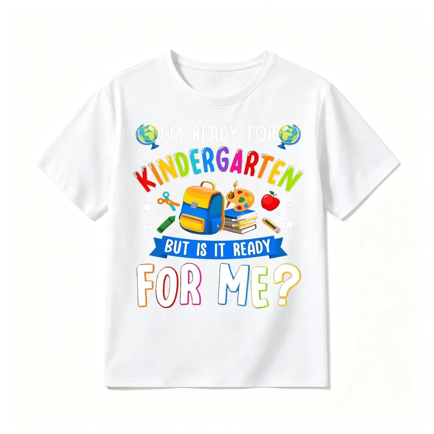 Boys' Crew Neck Short-Sleeve Breathable Casual Comfortable Bottoming T-Shirt, Kid’s Sportswear Multi-Size Schoolwear for First Day of Kindergarten, Ideal Gift