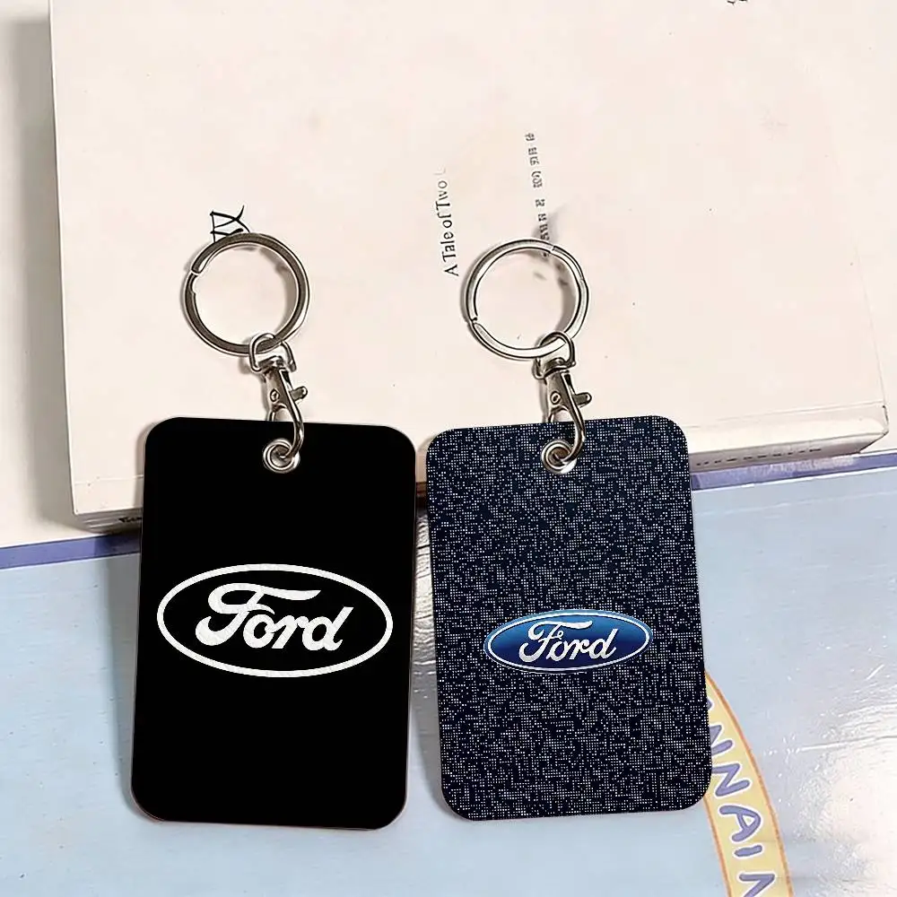 Car F-Fords logo Style PU Access Card Holder with Keychain - Executive Protection for Bank card,Subway, Bus Card case