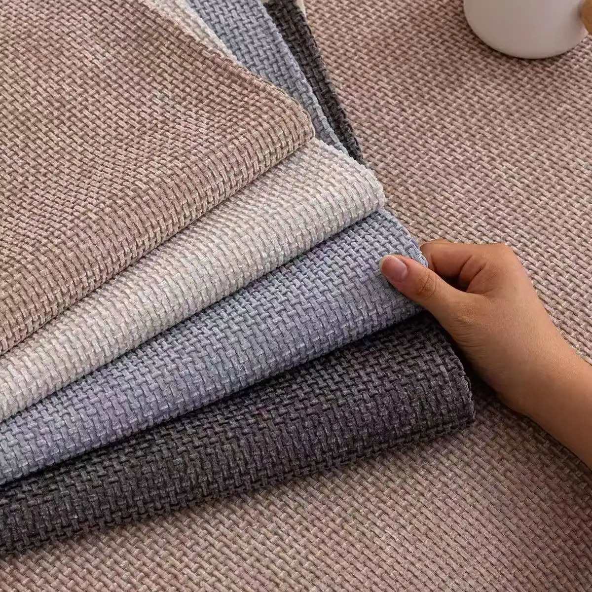 Weaving Chenille with Contrast Velvet Hem & Tassels Decor Sofa Cover, Non-Slip Sofa Towel for All Seasons Living Room Couches
