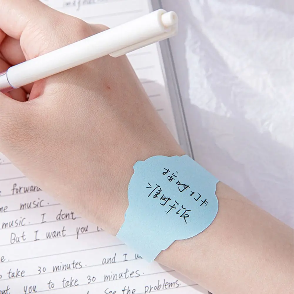 Reloj despertador con almohadillas de notas adhesivas para hacer lista, pulsera de papel con forma de reloj, recordatorio pegajoso, etiquetas