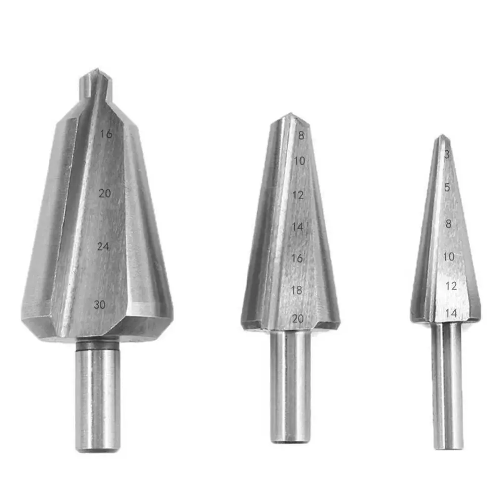 3Pcs 16-30 8-20 3-14mm Taper Drill Bits HSS Wood Metal Hole Umbrella Chamfer Drill High Quality Straight Groove